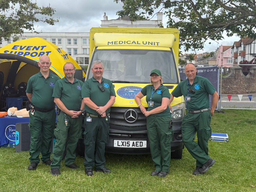 team with ambulance and dome